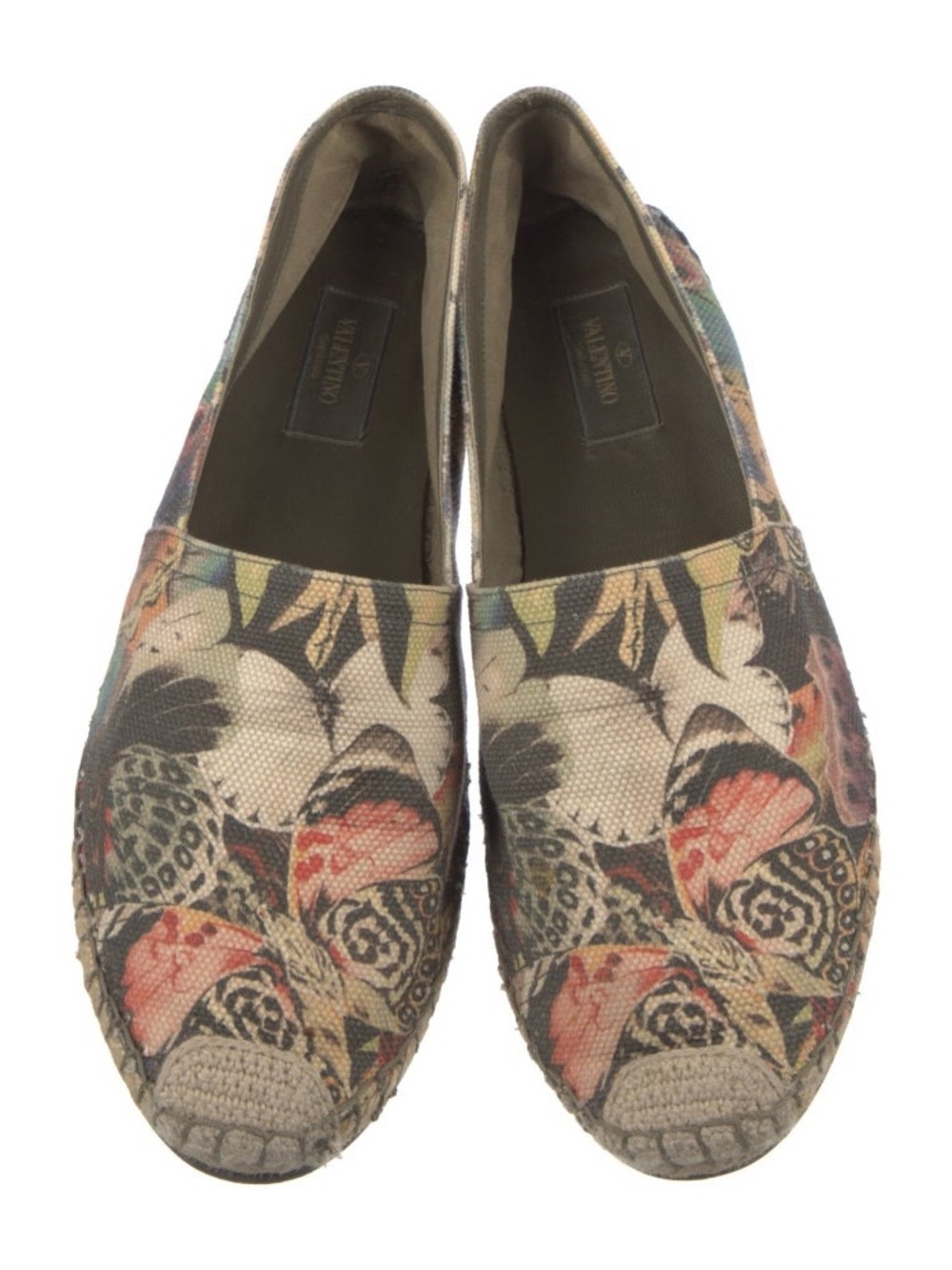 Valentino Floral Canvas Espadrilles in Cream, Pink, Green